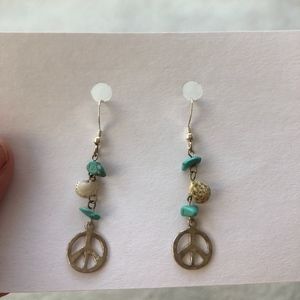 Sterling Silver, Turquoise Peace Earrings